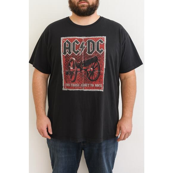 AC/DC For Those About To Rock T-Shirt Band Tee Black Red Cannon 3XL 100% Cotton - Picture 1 of 10